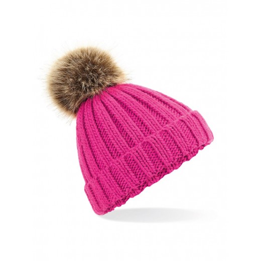 JUNIOR FUR POM POM CHUNKY BEANIE B412B