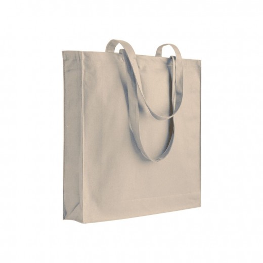 SHOPPER CON SOFFIETTO IN COTONE 250 G/M2, MANICI LUNGHI E CHIUSURA CON ZIP