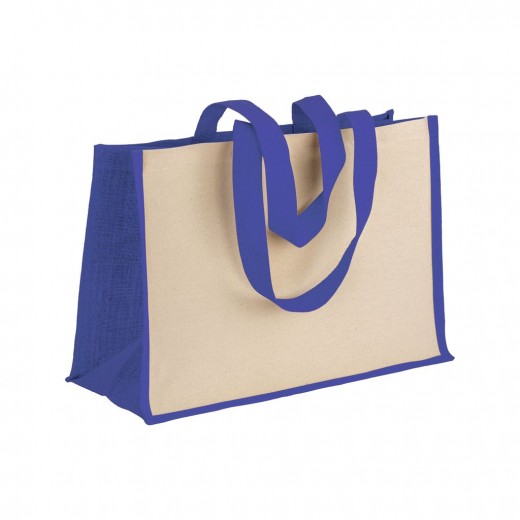 SHOPPER IN COTONE 280 G/M2 CON SOFFIETTO DETTAGLI IN JUTA, MANICI LUNGHI