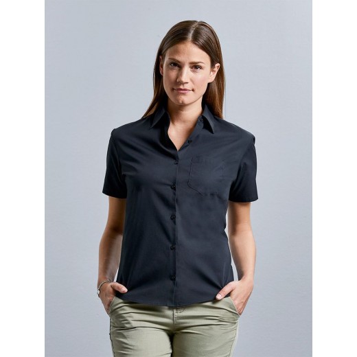 LADIES' SHORT SLEEVE PURE COTTON POPLIN SHIRT JE937F